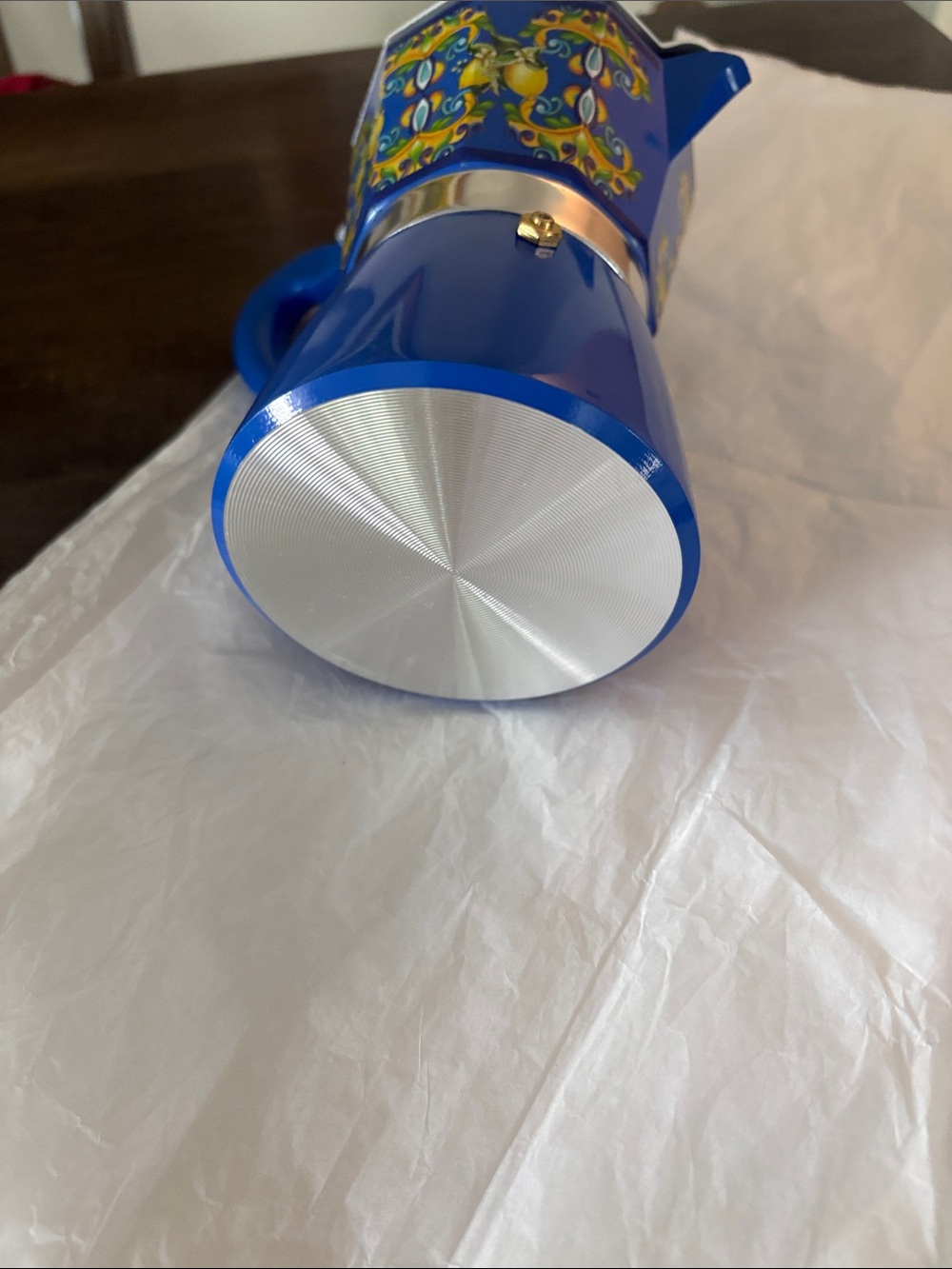 Brandani Italian Style Espresso/coffee/Moka Pot 6 Cup Blue Carpet Design - Picture 10 of 10